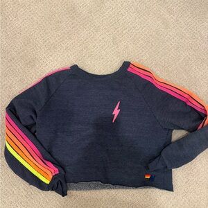 Aviator Nation Navy Sweatshirt with Neon Stripes